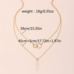 Rectangular Geometry Pendant Double Layer Necklace