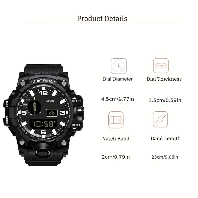 Large Dial Sports Electronic Watch for High School Boys
