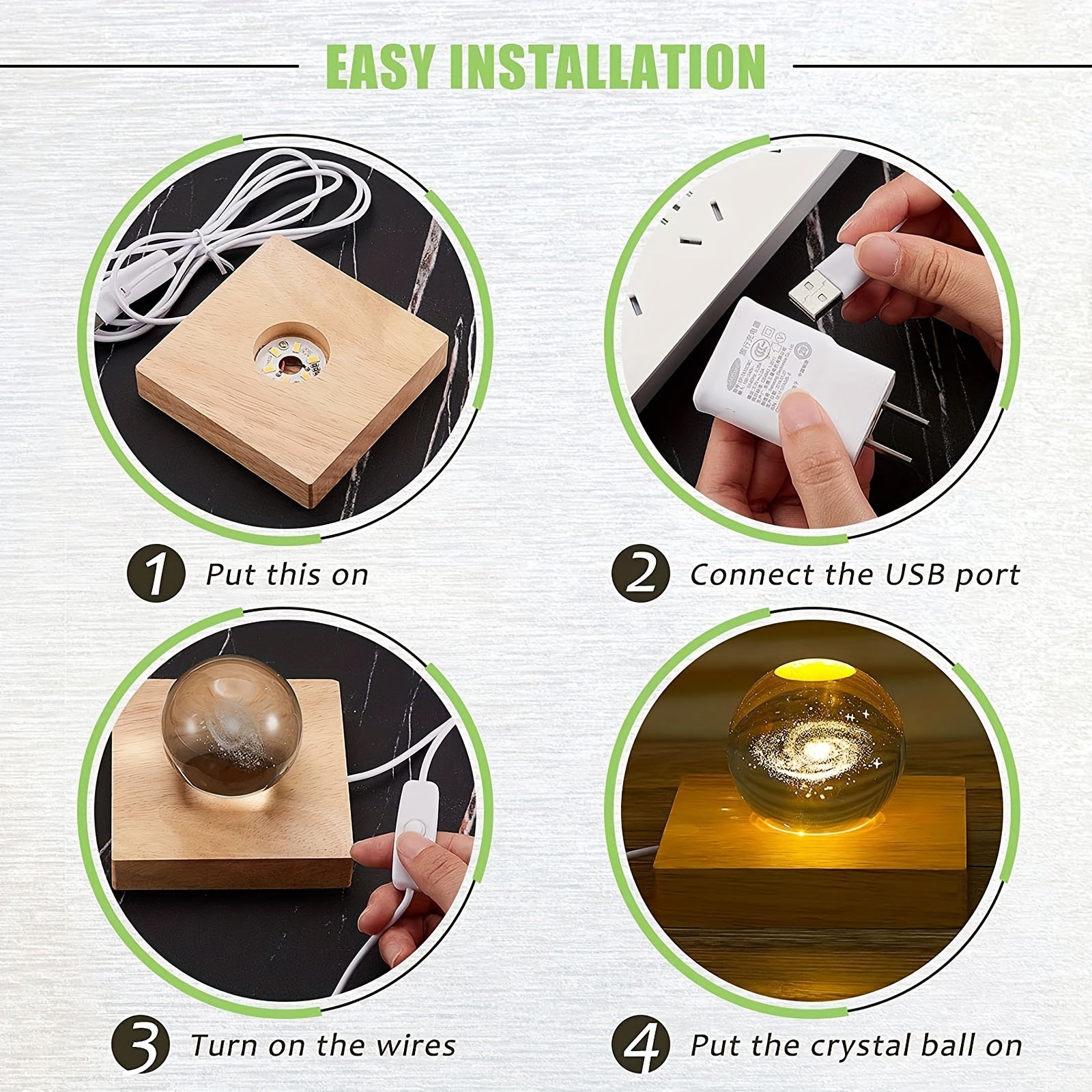 8cm Square/Round Wooden LED Lighted Base for Resin Molds Display