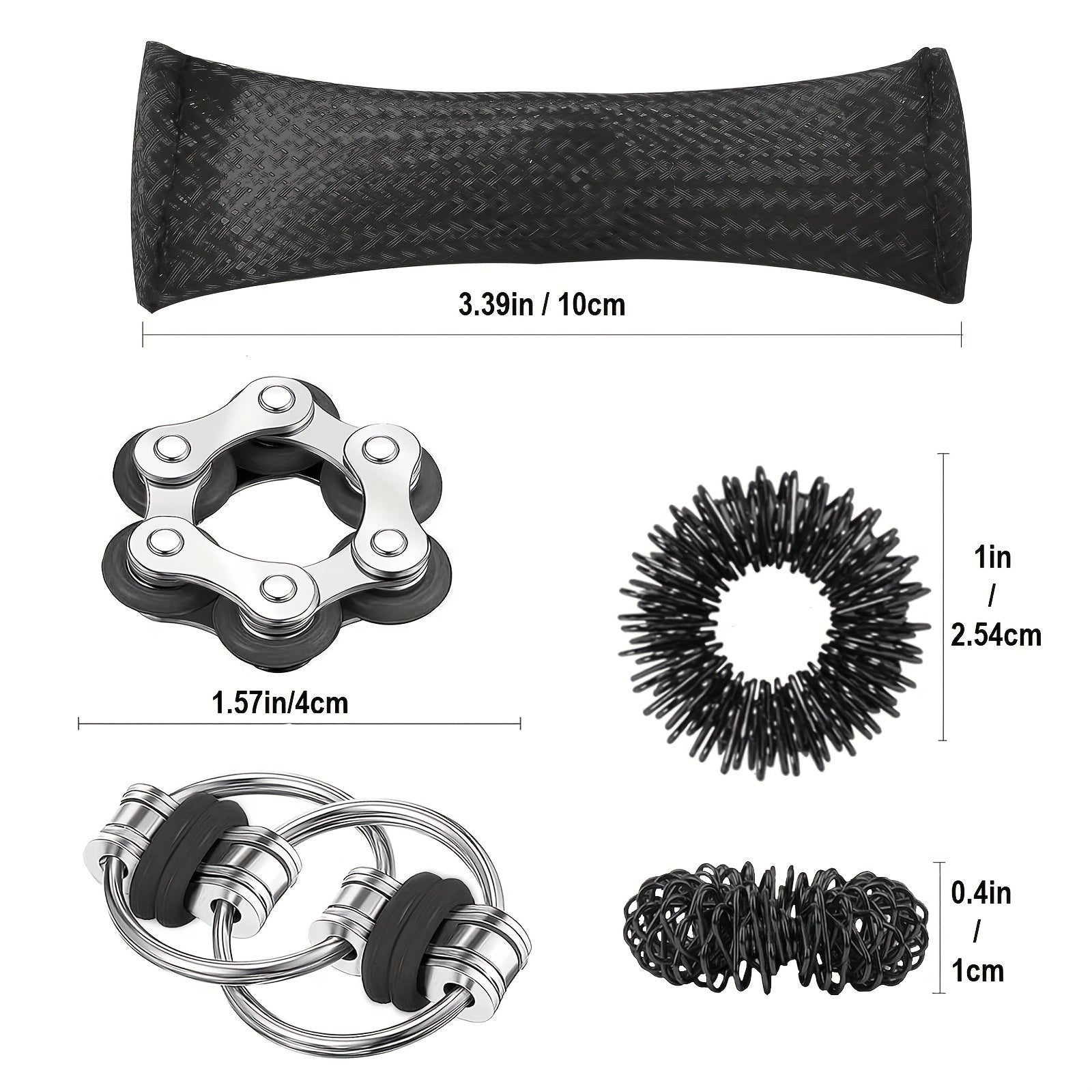 8pcs Sensory Finger Toys Set - Spinner, Rings, Chain, Marble