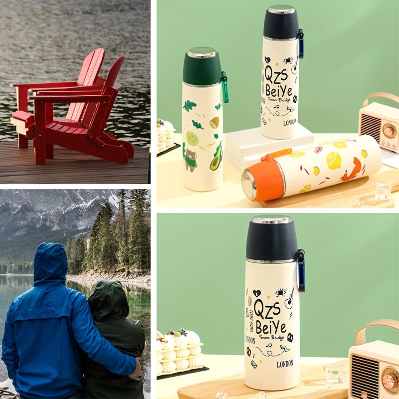 500ml Stainless Steel Insulation Water Cup Cartoon Print Bottle