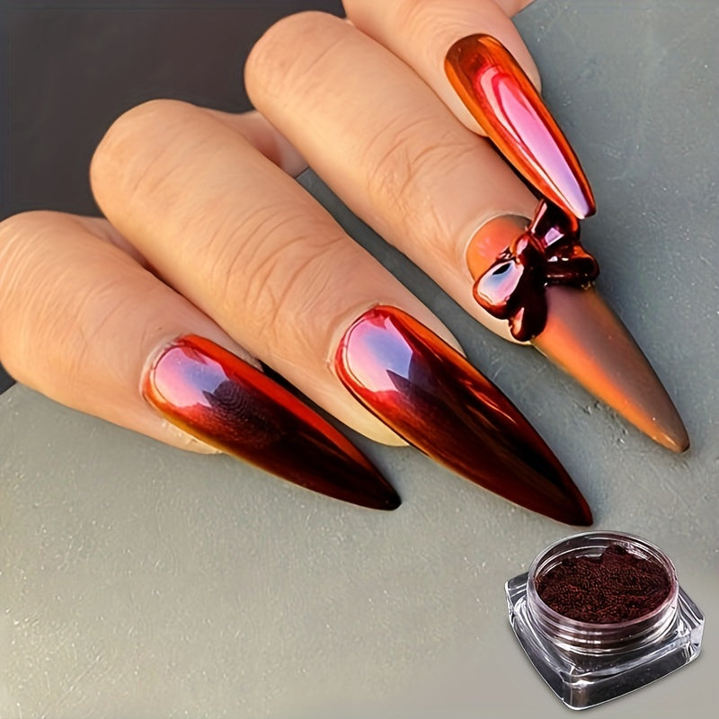 Holographic Red Magic Mirror Nail Powder Purple Nail Art Pigment