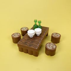 Wooden Bar Set with Stackable Building Toy