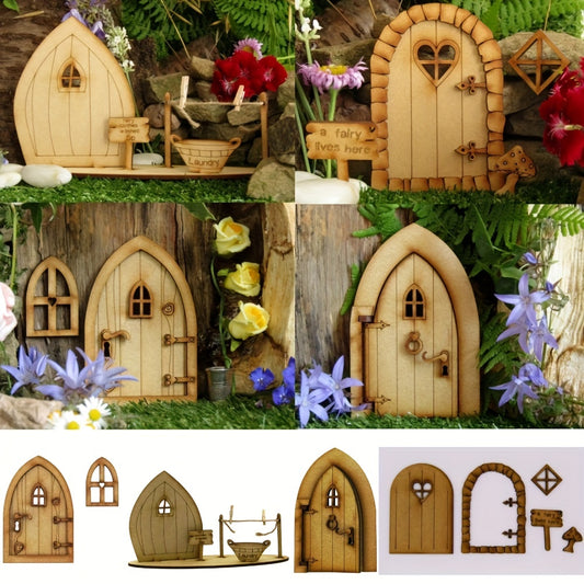 DIY Wooden Fairy Elf Door Craft Kit Christmas Door Decoration Vintage
