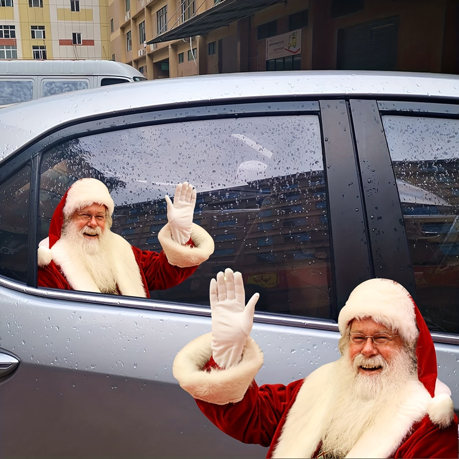 2pcs Waterproof Santa Claus Stickers Christmas Car Window Decal