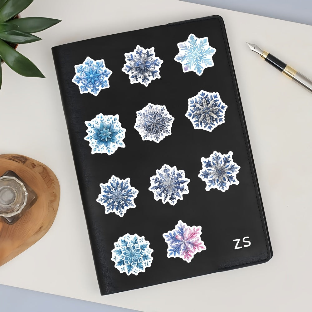 54pcs Ice Crystal Snowflake Vinyl Stickers Mixed Colors