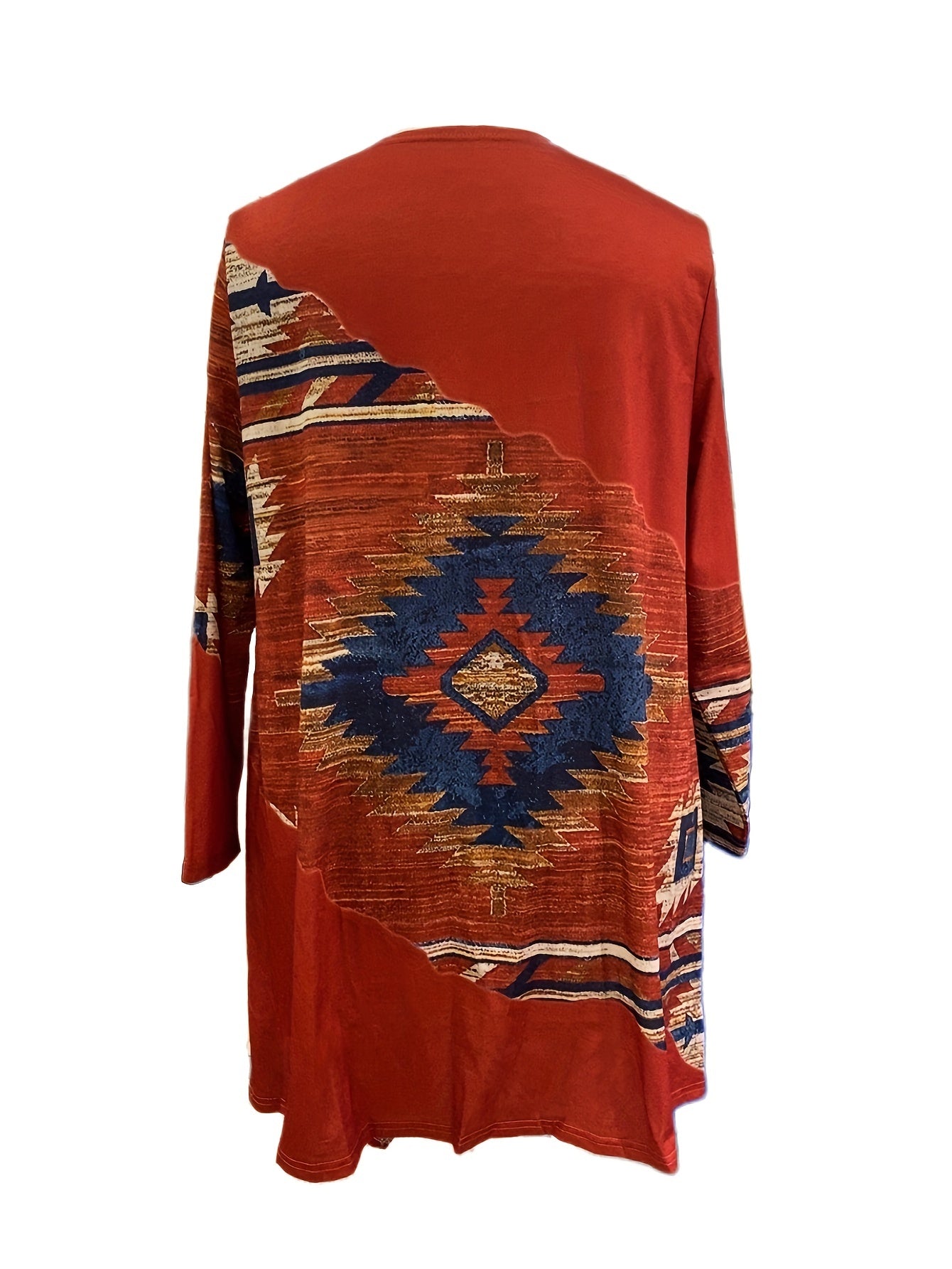 Boho Cardigan Women's Plus Southwestern Print Long Sleeve Open Front