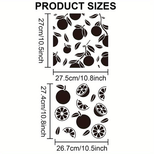 2 Styles PET Hollow Out Stencils with Brushes 300x300mm