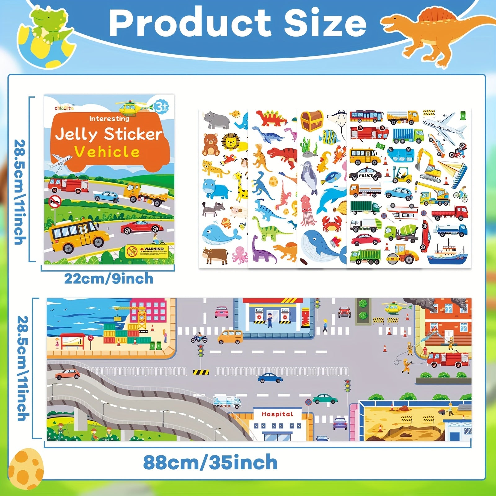 4 Sets Large Reusable Sticker Books for Toddlers