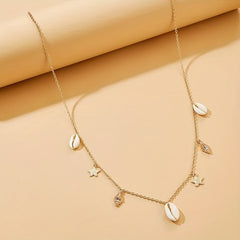 Metal Waist Chain with Shell Conch Starfish Tassel Pendant