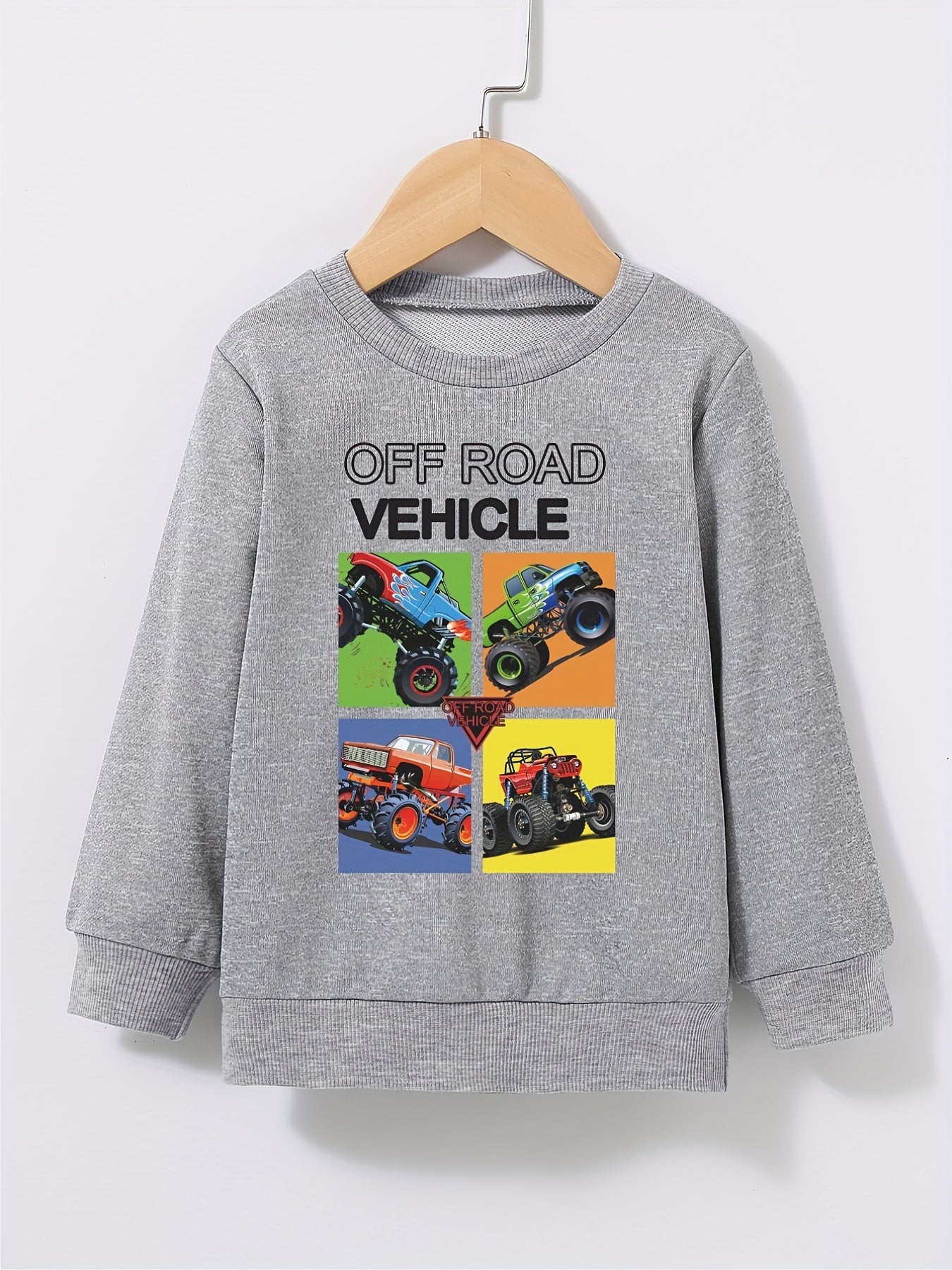 Boys Off-Road Vehicles Print Pullover Sweatshirt