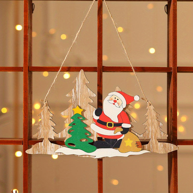 Wooden Painted Christmas Tree Pendant Decoration