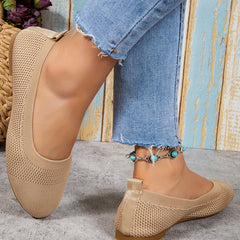 Women's Knitted Flat Shoes Soft Sole Slip On Casual Walking Flats