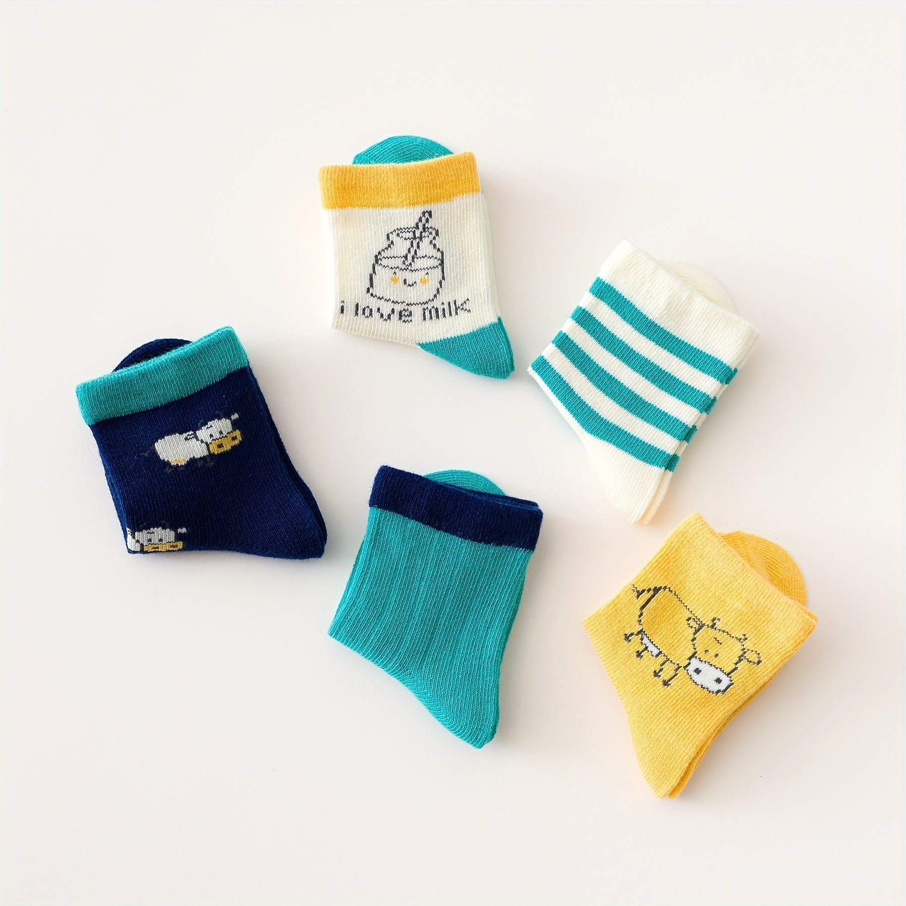 5 Pairs Milk Bottle Boy Baby Cotton Mid-tube Socks