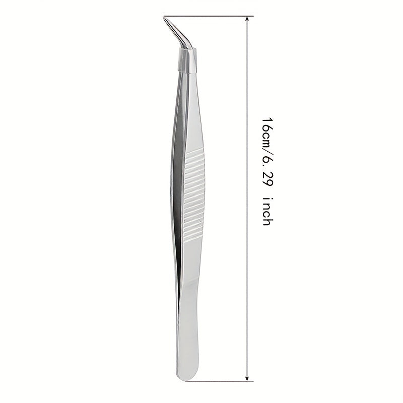 2pcs Stainless Steel Elbow Tweezers for Jewelry Repair
