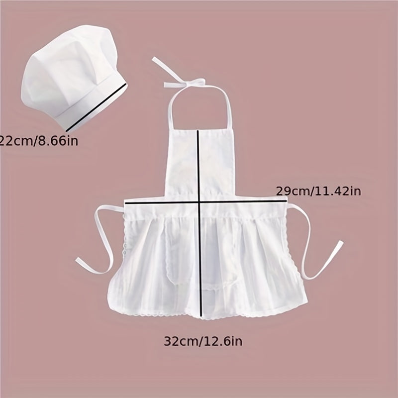 2pcs Baby Chef Hat Set Newborn Photography Props Junior Apron Kitchen Accessorie