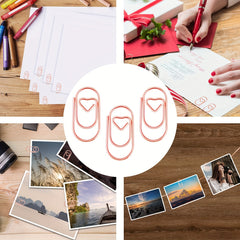 40pcs Rose Golden Heart Shaped Paper Clips - Small Mini Smooth Micro Clips