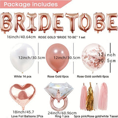 Rose Gold Bridal Shower Party Decorations Kit