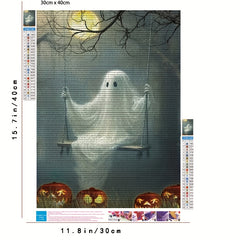 5D DIY Diamond Painting Kit Ghost On The Swing Spooky Little Ghost Face