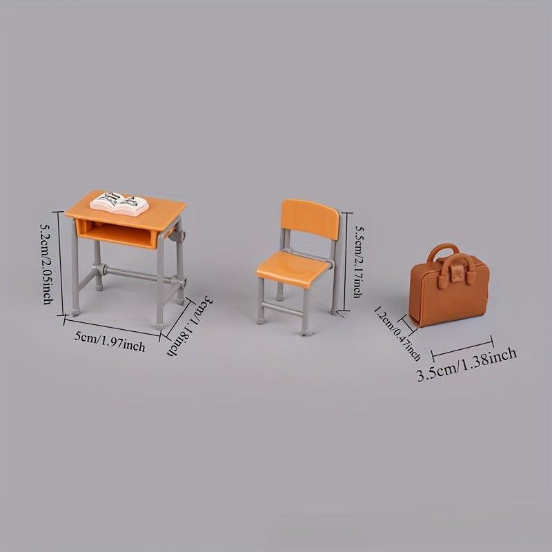 Mini Classroom Set with Table, Chair, Bag, Book