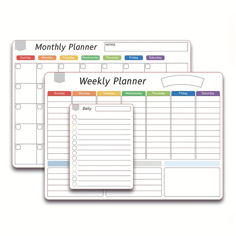 3pcs Rewritable Magnetic Weekly Monthly Plan Fridge Sticker