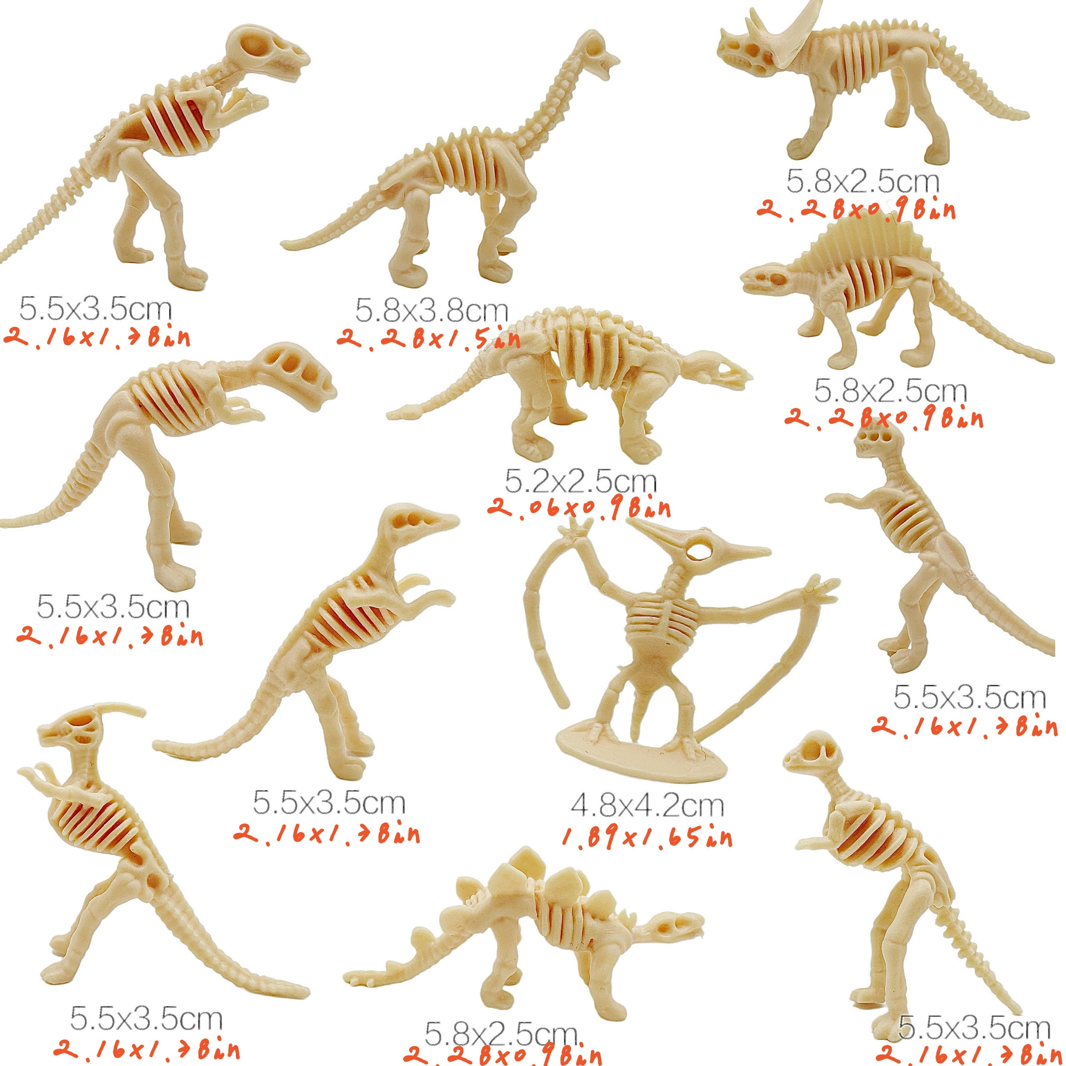 20pcs Mini Dinosaur Skeletons Set with Excavation Accessories