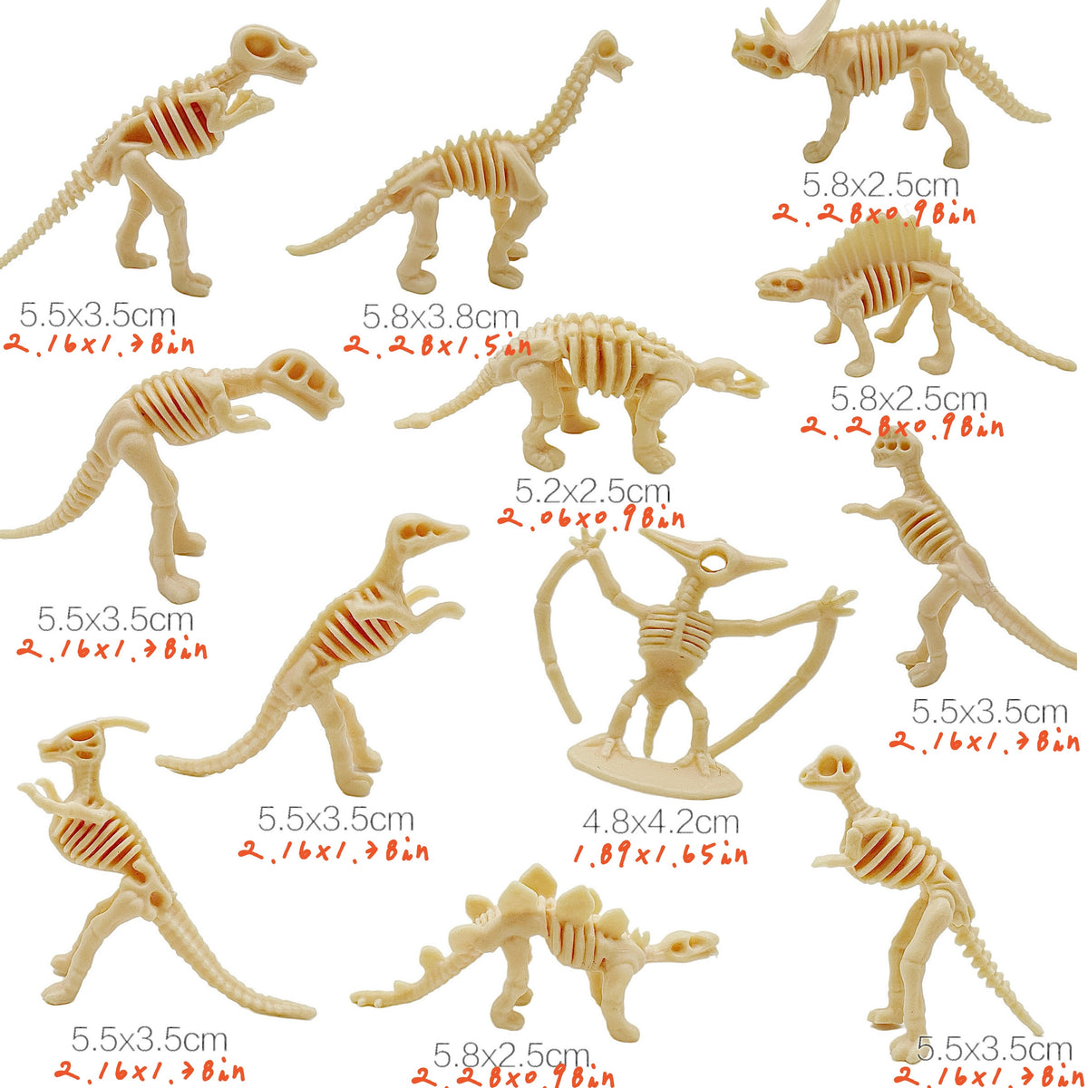 20pcs Mini Dinosaur Skeletons Set with Excavation Accessories