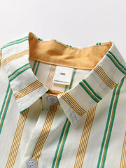 Boys Striped Shirt Preppy Style Summer Kids Clothes