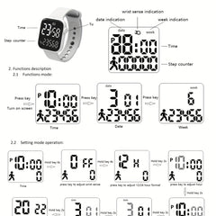 2pcs Girls Teens Pedometer LED Sports Watch