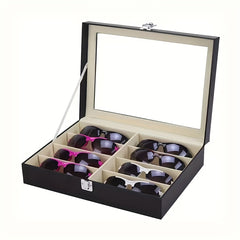 8 Slots Sunglasses Organizer PU Leather Eyewear Display Case