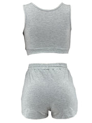 Sporty Two Piece Set Crop Tank Top & Shorts Outfit