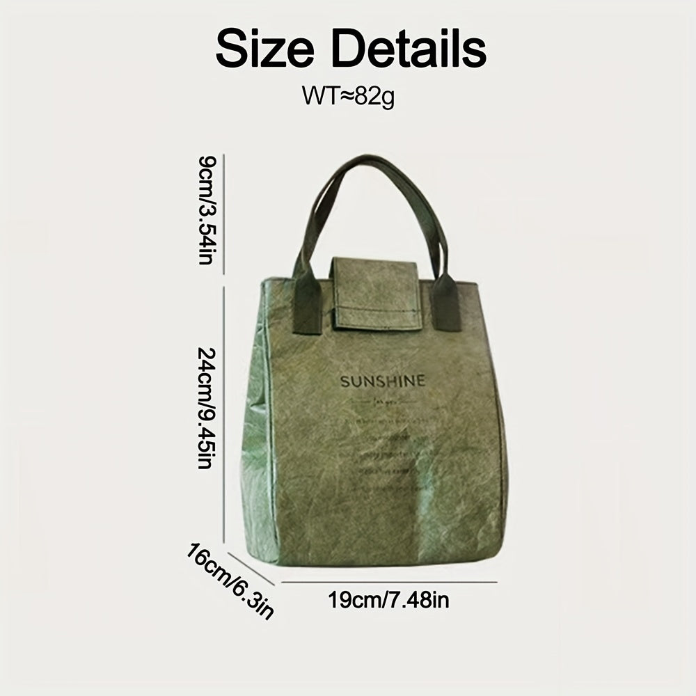 Waterproof Army Green Lunch Box Bag Insulated for Students and Office Workers