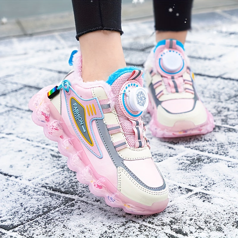 Girl's Comfy Air Cushion Shoes with Warm Plush Lining