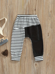 Boys Striped Zip Up Long Pants for Spring and Autumn