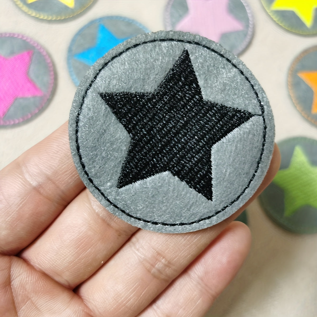 12pcs Round Pentagram Embroidery Patch DIY Clothing Accessories Iron-on Patch