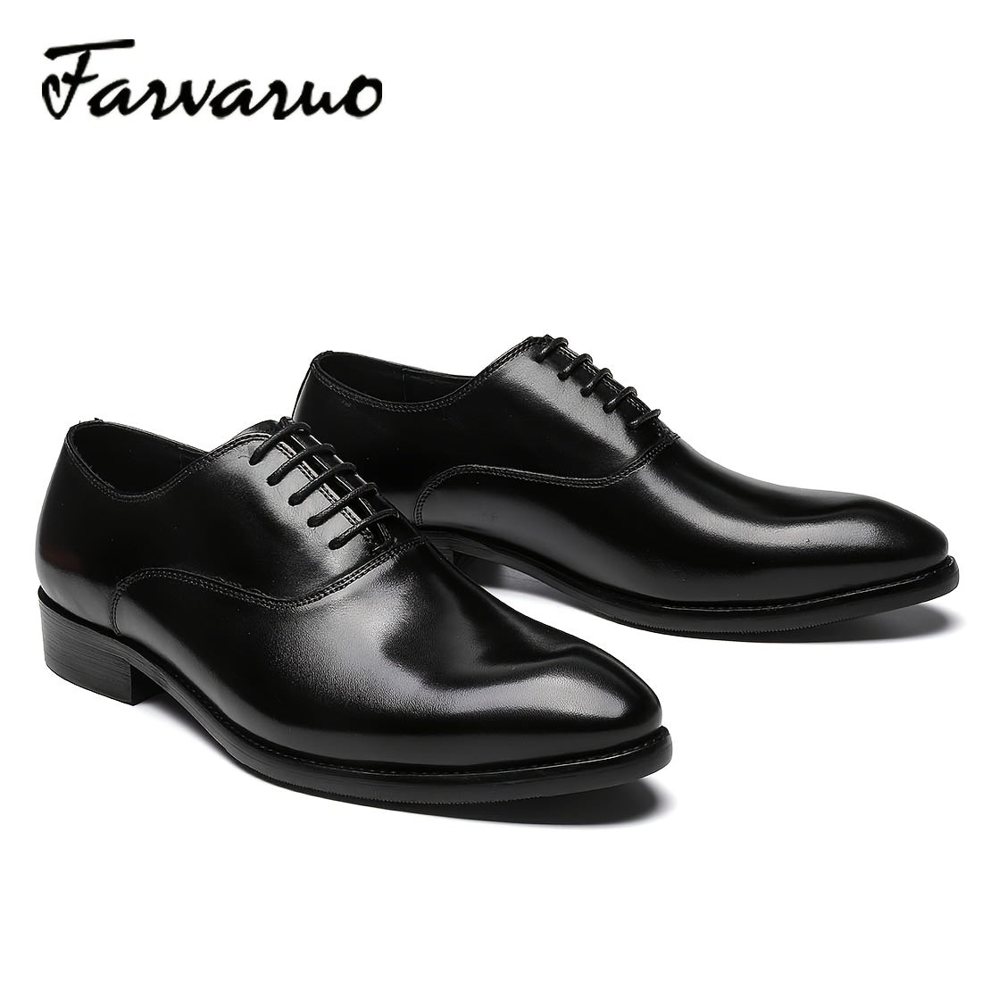 FARWARWO Men's Leather Oxford Shoes Pointed Toe Comfortable Dress Shoes