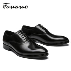 FARWARWO Men's Leather Oxford Shoes Pointed Toe Comfortable Dress Shoes
