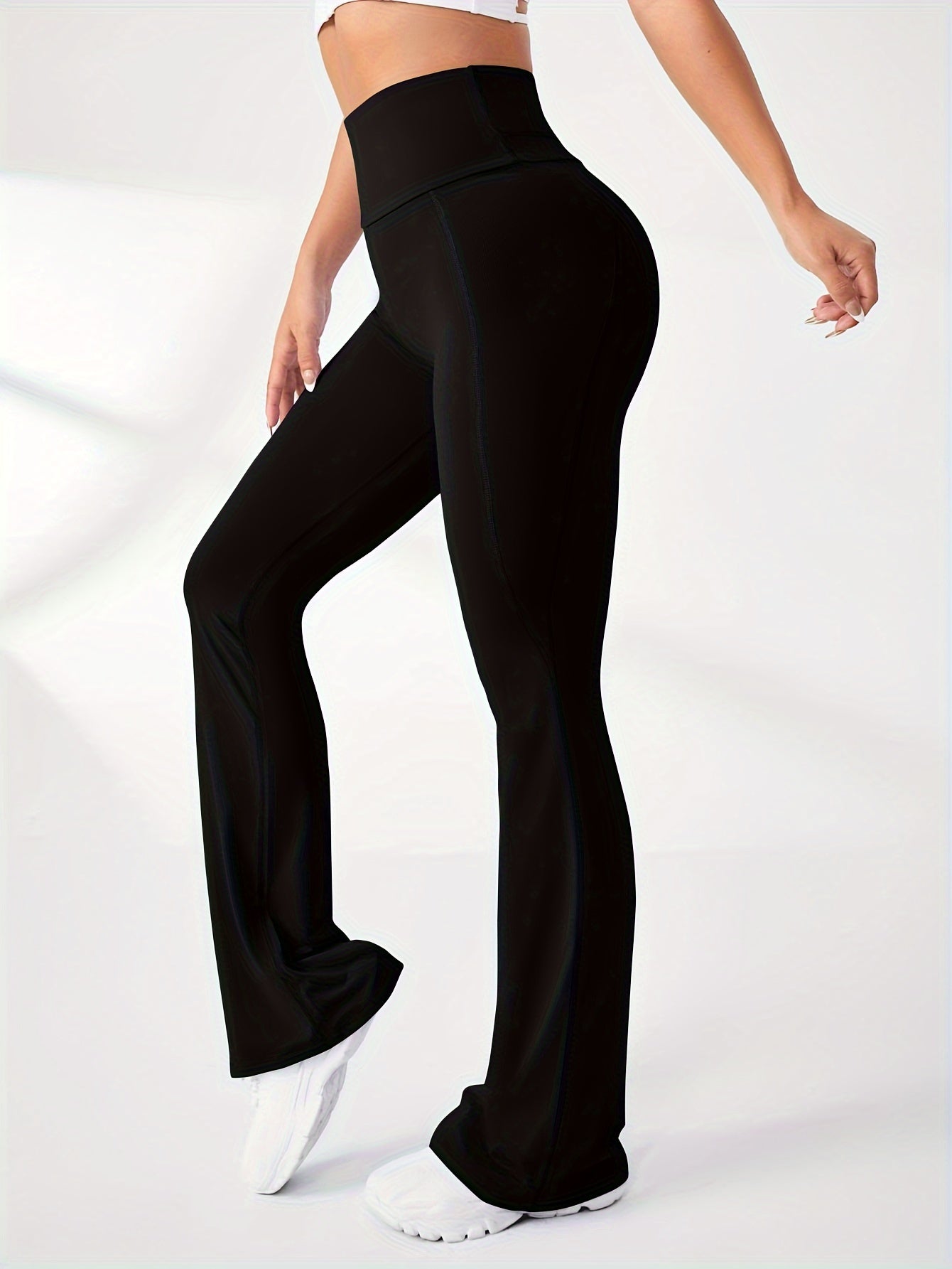 Quick Drying Yoga Flared Pants Solid High Stretch Bootcut Pants