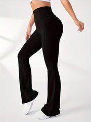 Quick Drying Yoga Flared Pants Solid High Stretch Bootcut Pants