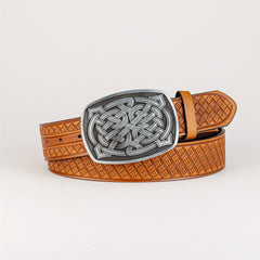 Men's Retro Pattern Buckle Belt PU Leather Decorative Accessories