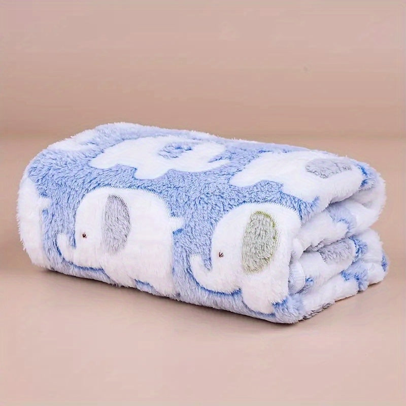 Cozy Elephant Pet Blanket for Dogs and Cats, Flannel Throw for Puppies