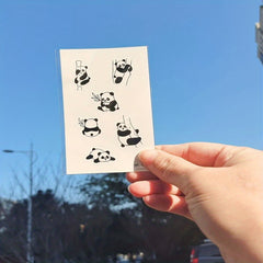 Panda and Bamboo Cartoon Tattoo Sticker - Waterproof and Long Lasting