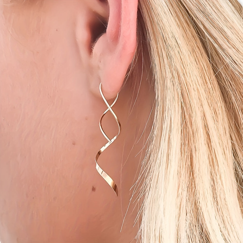 Spiral Threader Earrings Bohemian Ethnic Style Silver Plated Jewelry