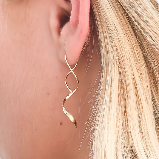 Spiral Threader Earrings Bohemian Ethnic Style Silver Plated Jewelry