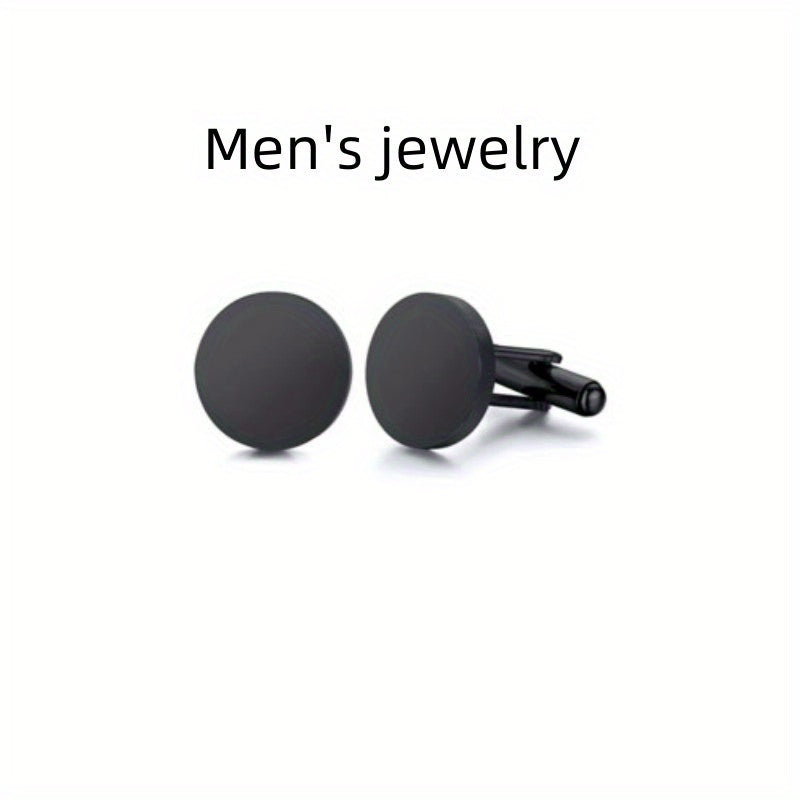 Men's Stainless Steel Button Cufflinks Square Round Shirt Cufflinks