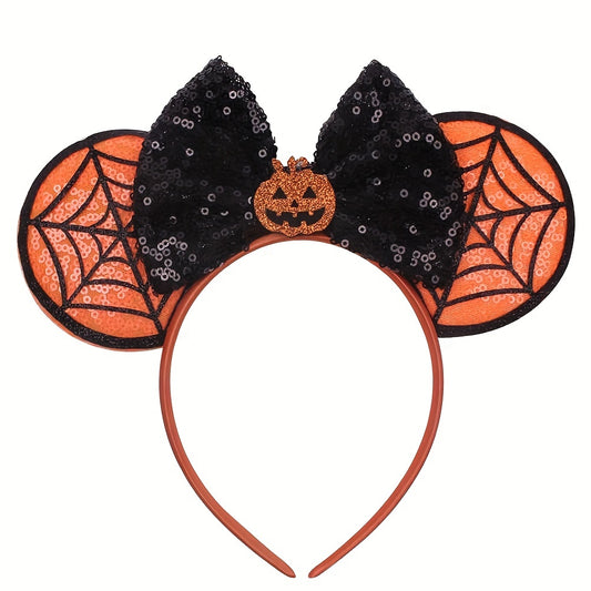 Halloween Mouse Ears Sequin Bow Costume Headgear for Women and Girls
