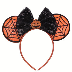 Halloween Mouse Ears Sequin Bow Costume Headgear for Women and Girls