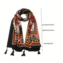 Ethnic Style Cotton and Linen Travel Scarf - Sunscreen Silk Shawl