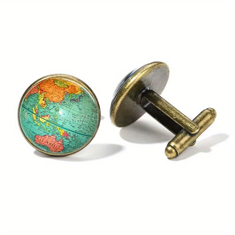 Crystal Glass Copper Cufflinks for Men