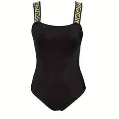 Geometric Print Backless One Piece Swimsuit High Cut Bathing Suit